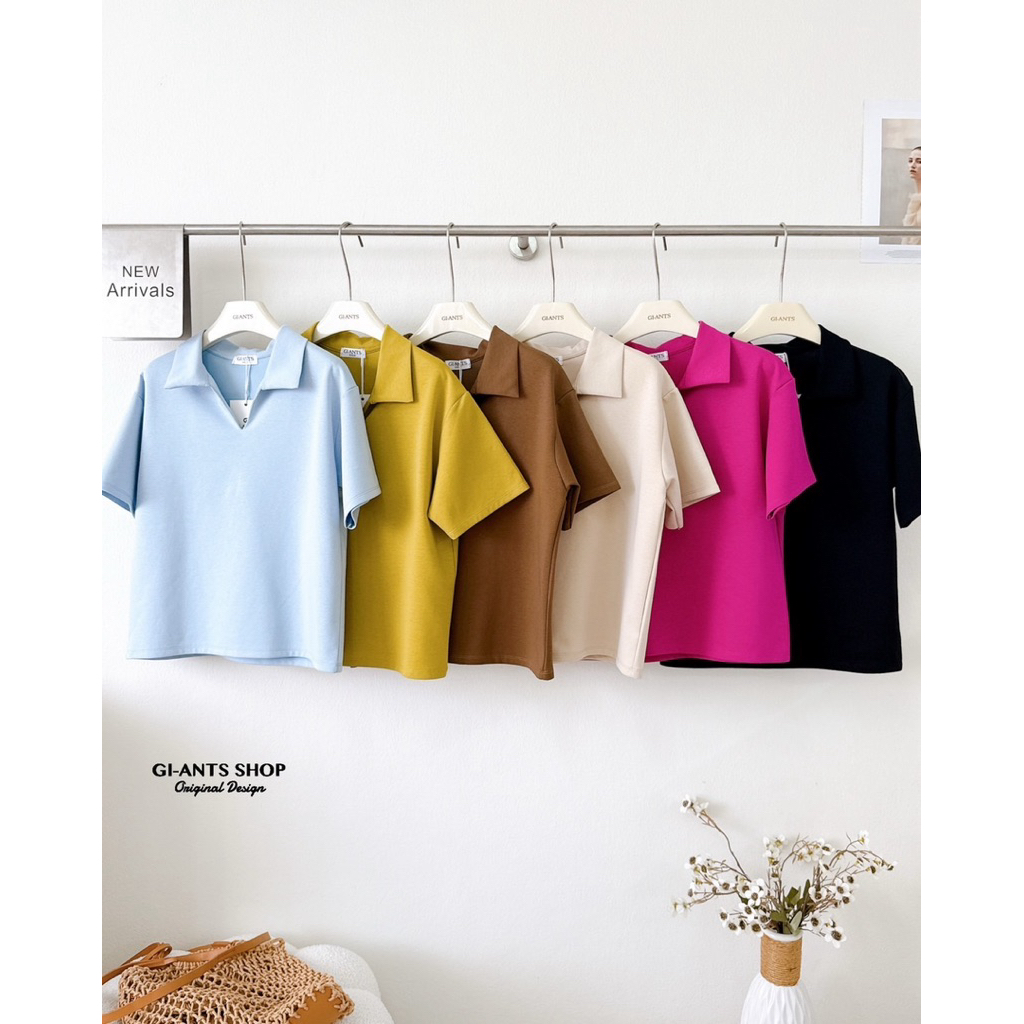 GI-ANTS(GI-390)เสื้อคอปกสไตลทรง Oversize ใส่สบาย ไม่รัดตัว