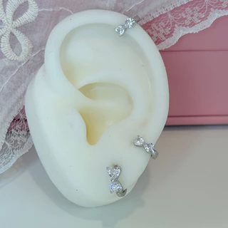 Suwann.na [ราคาต่อคู่] ต่างหูห่วง ต่างหูเงินแท้ ห่วงโบว์เพชร 6, 9mm เงิน, ทอง