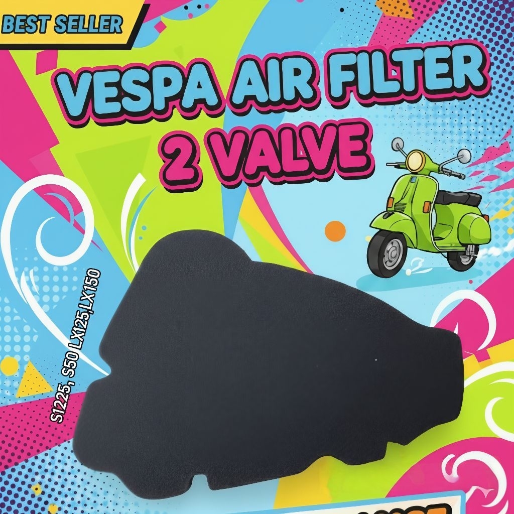 กรองอากาศ ไส้กรองอากาศ VESPA Air Filter 2 Valve รุ่น S125,150,LX125,150