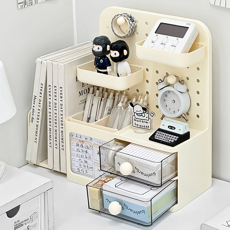 Set Storage Pegboard มีลิ้นชักเก็บของ กระดานเจาะรู ติด แขวน ตกแต่งห้อง เพิ่มพื้นที่เก็บของ ไม่ต้องเจาะผนัง
