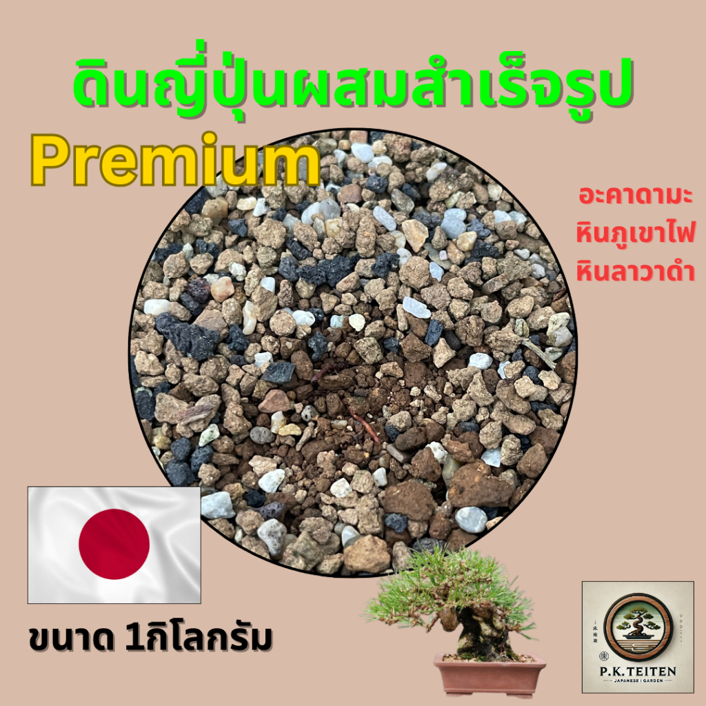 (ส่งเร็ว) ดินญี่ปุ่นผสมสำเร็จรูป Akadama พรีเมียม สำหรับกระบองเพชร ไม้อวบน้ำ บอนไซ ไม้ด่าง 500กรัม