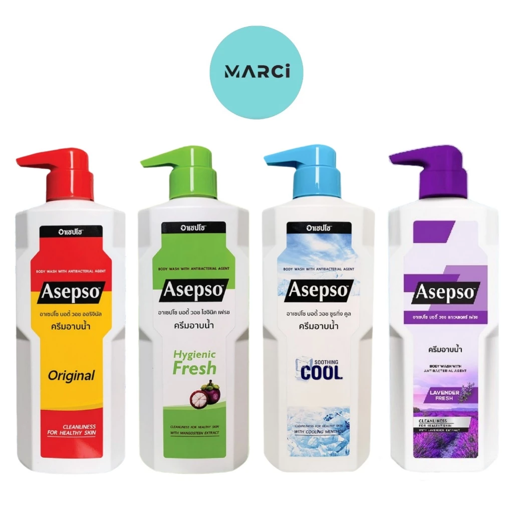 [ขวดปั้ม 450 ML.] [1 ขวด] อาเซปโซ บอดี้ วอช Asepso Body Wash Original / Hygieni / Cool / Lavender