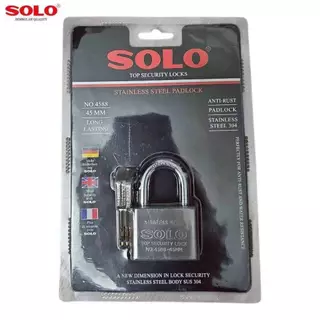 Solo No.4588 กุญแจคล้องสเตนเลส ขนาด 35-40-45-50mm ชนิดหูสั้นและหูยาว