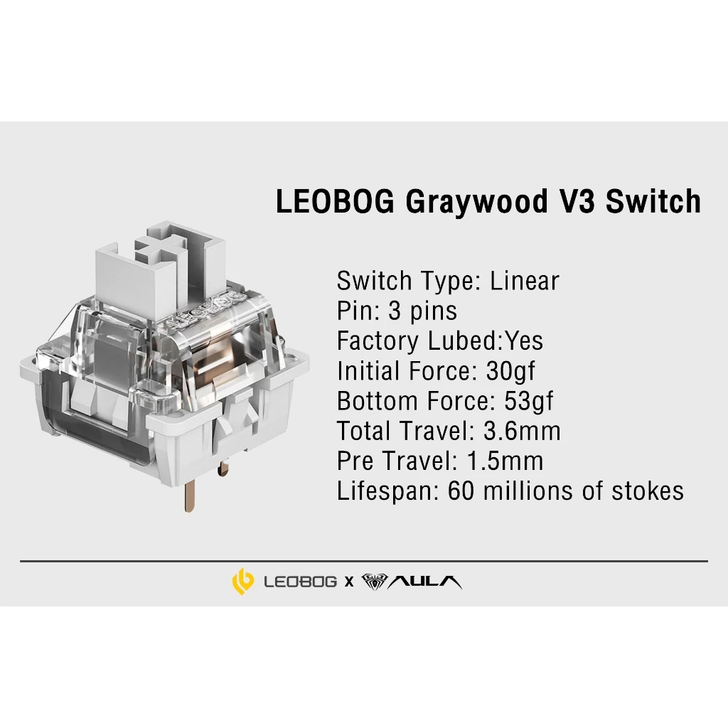 Linear - LEOBOG x AULA - สวิตซ์คีย์บอร์ด Lube Mechanical Switch thumbnail 4