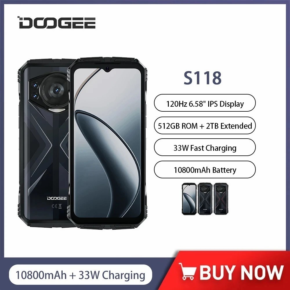 (มีของในไทย)Doogee S118  Android 14 (8+12 Ram) 512GB ROM โทรศัพท์แบตอึด 10800mAh