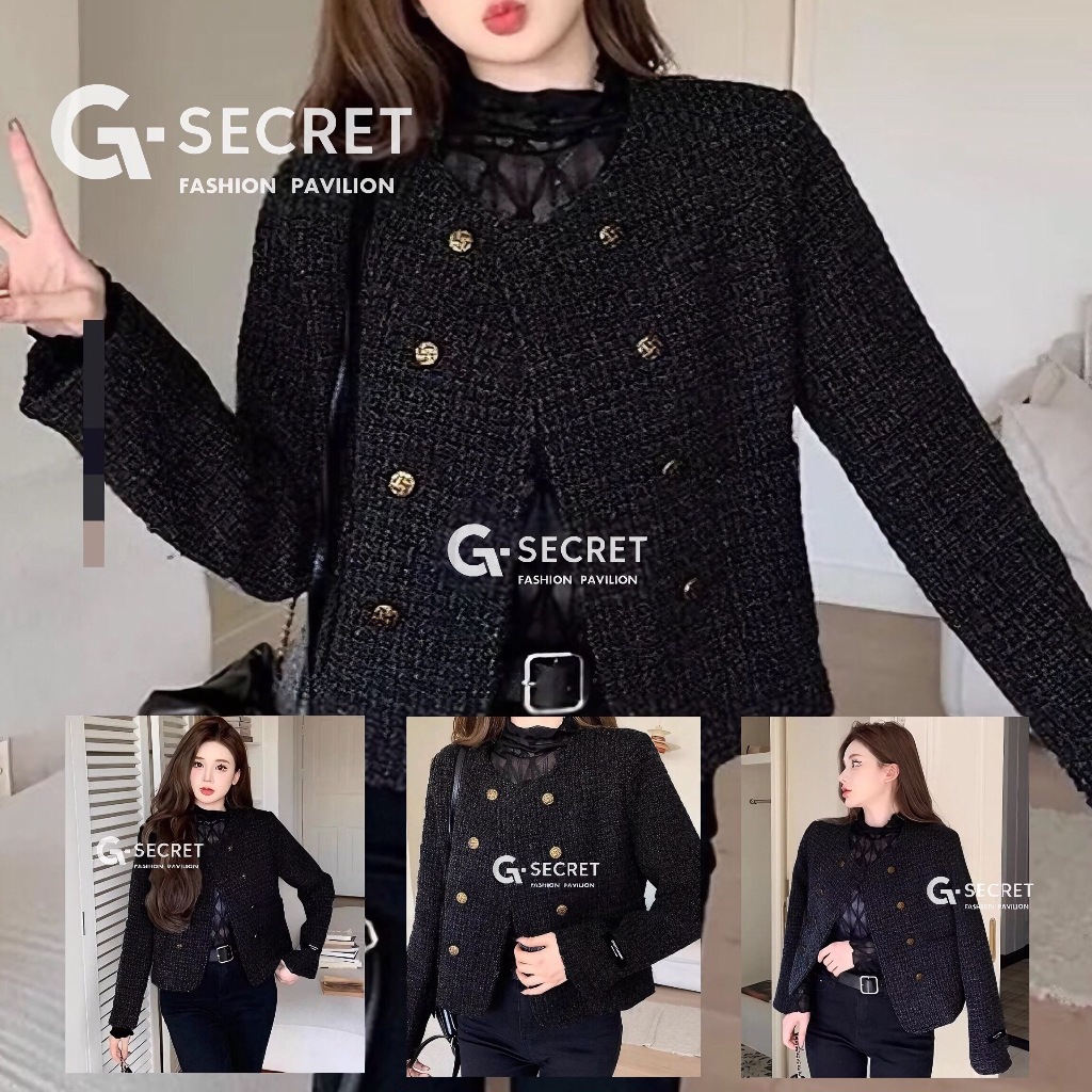 พร้อมส่ง เสื้อทวิต แขนยาว รุ่นกระเป๋าหน้า 2 ข้าง ทรงลูกคุณมาก ดีไซน์กระดุมหรูหราสุดๆ (มีซับใน) ผ้าใส่สบาย ไม่คัน