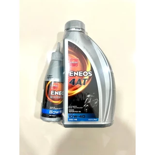 ENEOS 4AT JASO MB 10W-40 น้ำมันเครื่องมอเตอร์ไซด์ เกียร์ออโต้ (0.8L) + SCOOTER Gear Oil (0.12ml)