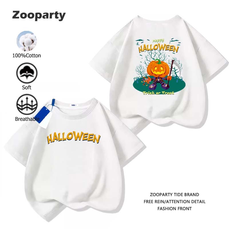 Halloween เสื้อยืดเด็ก วันฮาโลวีน ผ้าฝ้าย ใส่สบาย ไม่หด เสื้อเชิ้ตแขนสั้น สไตล์ลำลอง(พร้อมส่ง)