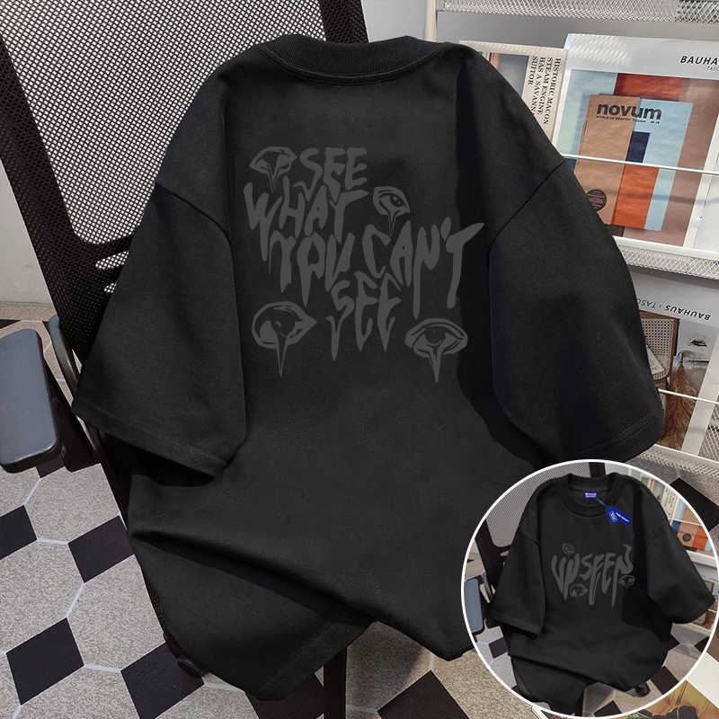✨【จัดส่งภายใน 24 ชั่วโมง】 เสื้อแขนสั้นสีดำ SEE WHAT YOU CAN'T SEE เสื้อ เสื้อยืด oversize เสื้อผู้ชาย เสื้อแฟชั่น