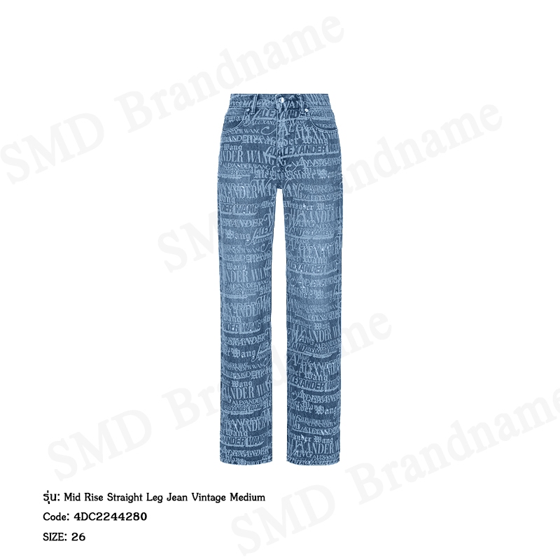 Alexander Wang กางเกงยีนส์ผู้หญิง รุ่น Mid Rise Straight Leg Jean Vintage Medium Code: 4DC2244280