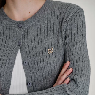 Withit cabel cardigan circle neckline long sleeve คาร์ดิแกนคอกลม - OTW20827