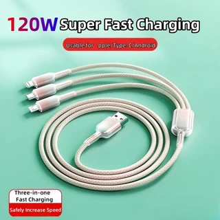 120W 3-in-1 สายชาร์จเร็ว Gradient Data Cable USB to Type-C/Micro/iOS สำหรับ Android/Pad/Phone