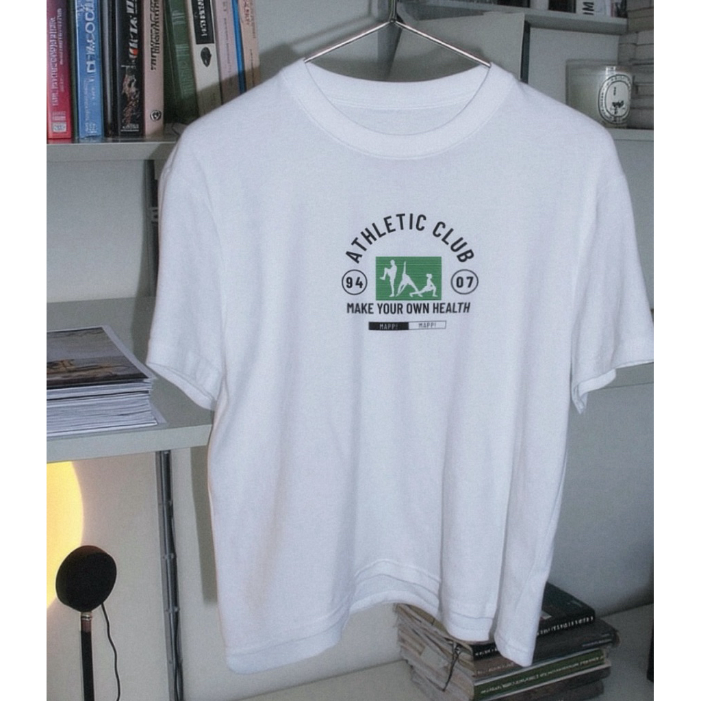 Mappi Athletic Club เสื้อยืด Oversize Cotton 100% 210gsm ลายสปอร์ตคลับ สีขาว