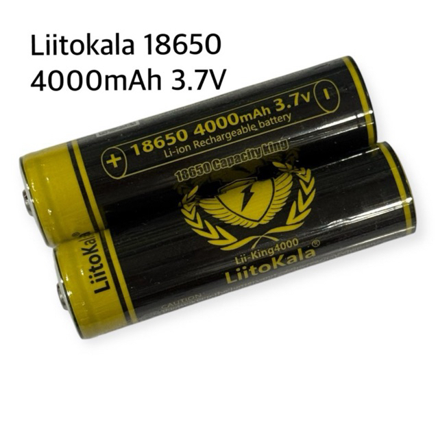 ถ่านไฟฉายLiitokala 18650 4000mAh 3.7V 2ก้อน ของแท้