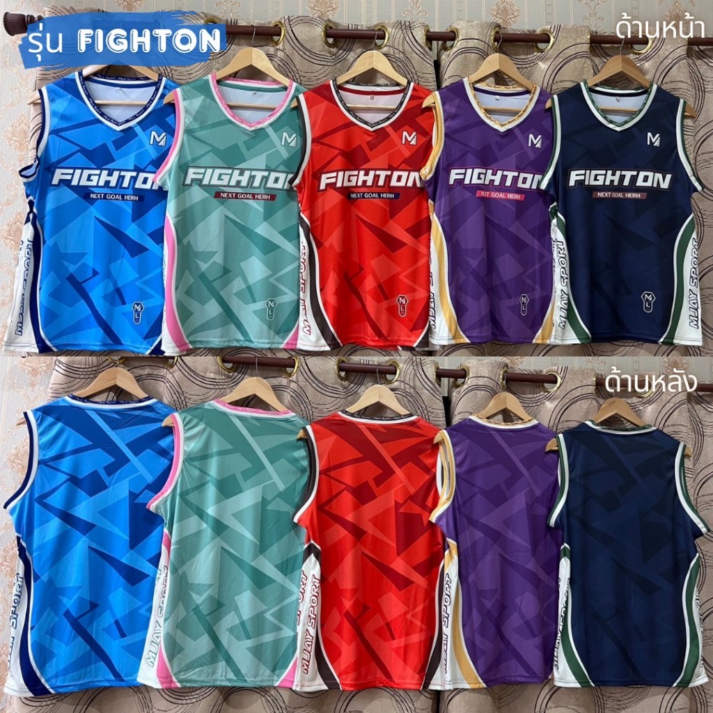 เสื้อแขนกุด MJ Sport รุ่น FIGHTON พิมพ์ลายทั้งตัว ใส่สบาย ราคาถูก มี 5 สีให้เลือก ใส่ได้ทั้งชายและหญิง