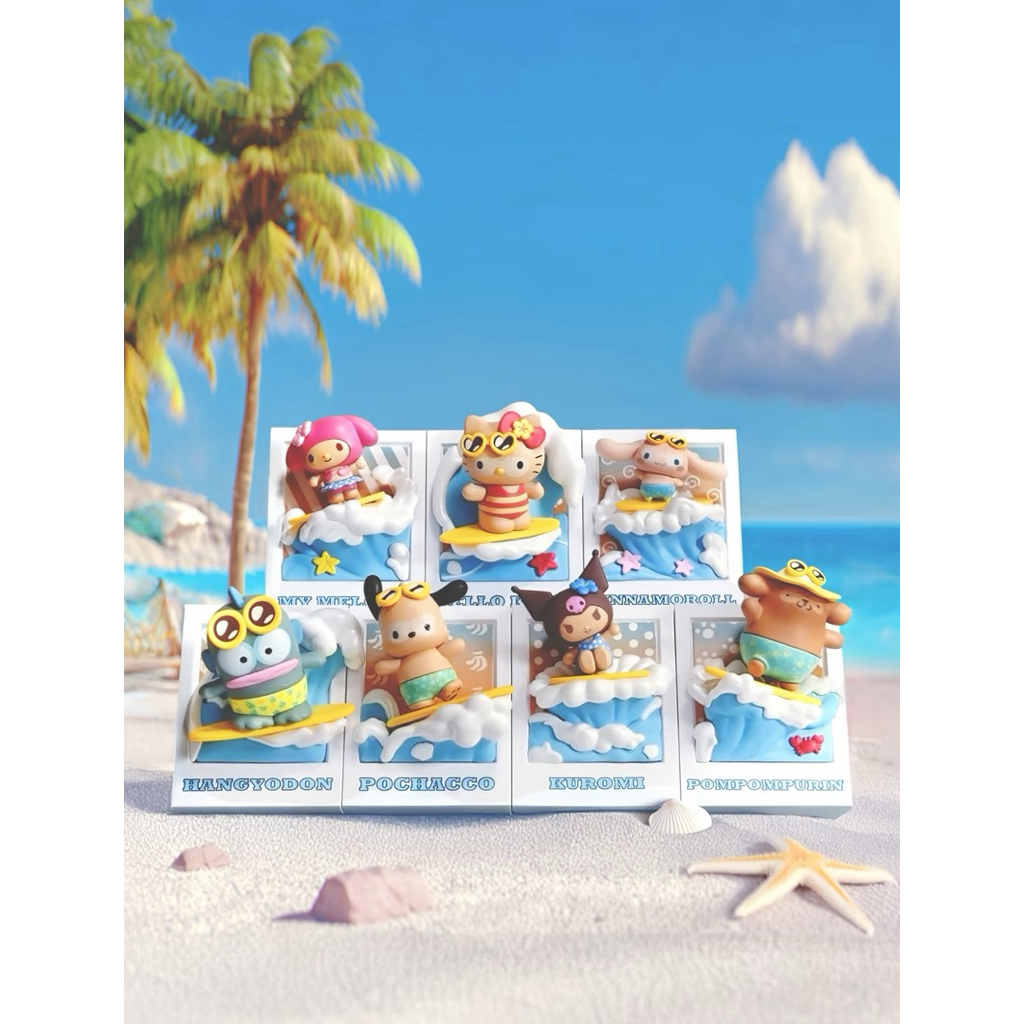 (Pre-order)[แยกตัว]กล่องสุ่มSanrio Summer Black Leather Series Surfing