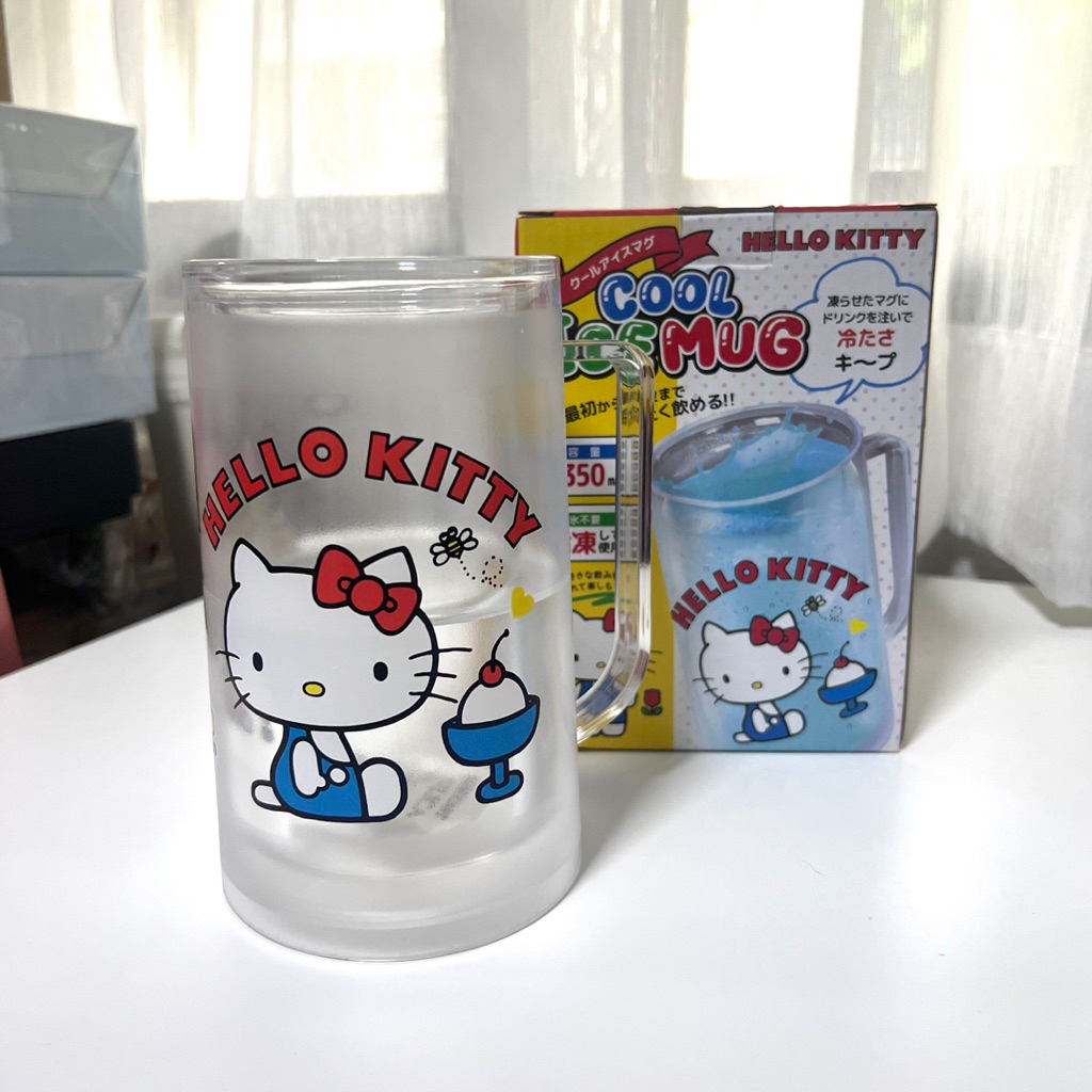 🇯🇵(พร้อมส่ง) แก้วสองชั้น Hello Kitty & Kuromi 350ml แก้วเก็บความเย็น แก้วเบียร์ แก้วไอศครีม 🇯🇵มือสอง