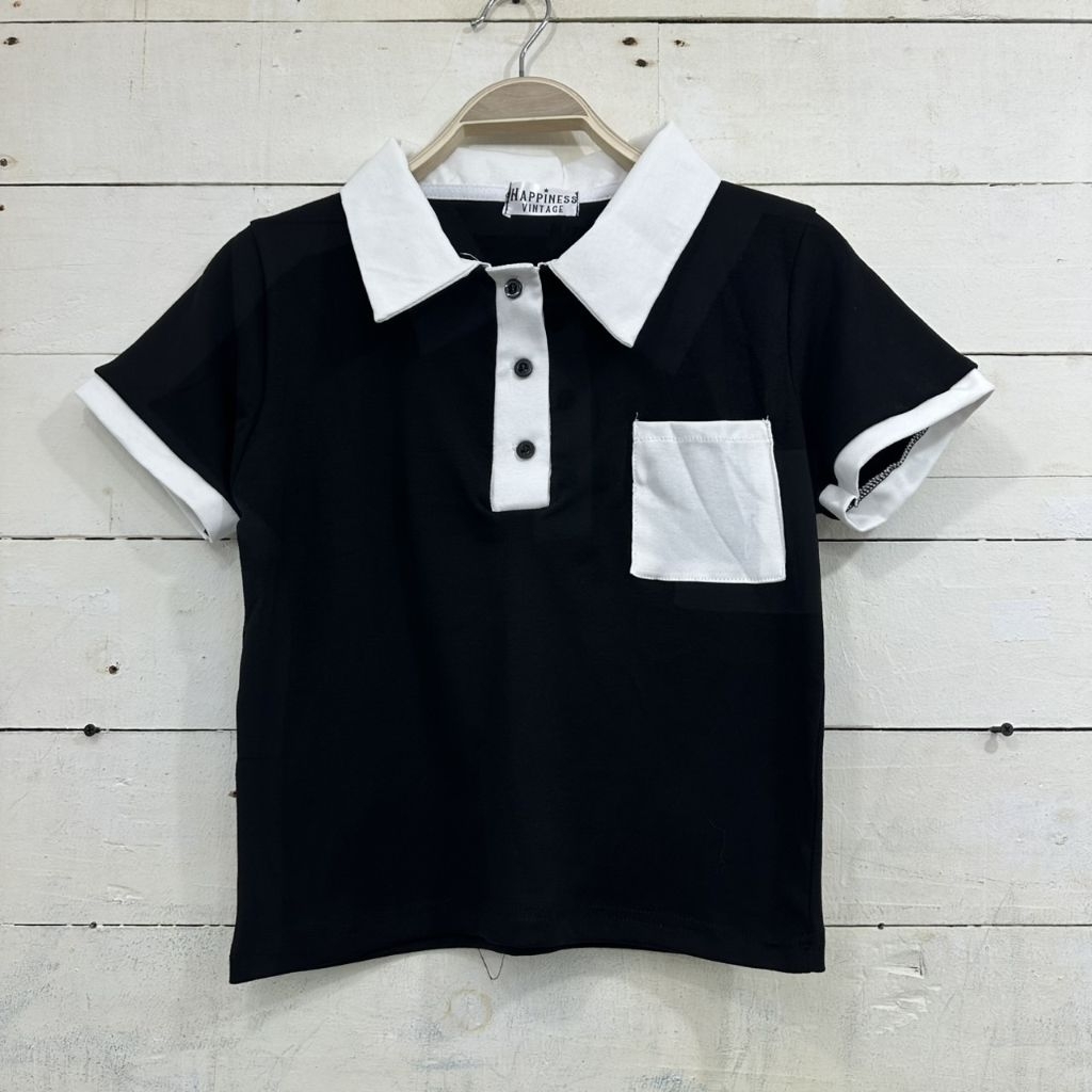 Crop polo แขนสั้น ผ้ายูนิโค่ อก 32-36" ยาว 18" กระเป๋าหน้า รูปที่ 2