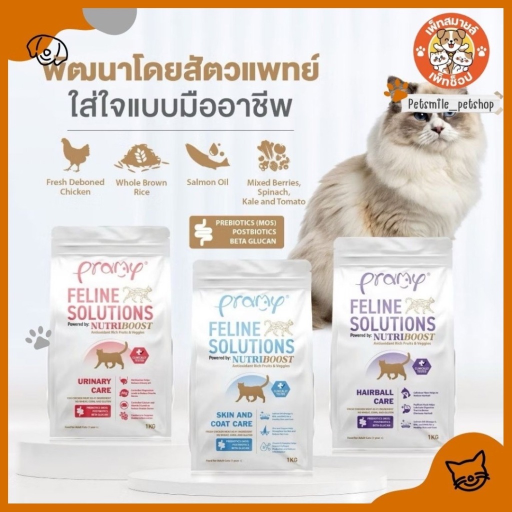 Pramy Feline Solutions อาหารแมวสูตรเฉพาะทาง พัฒนาโดยสัตวแพทย์ ตอบโจทย์น้องแมวที่มีปัญหาสุขภาพ
