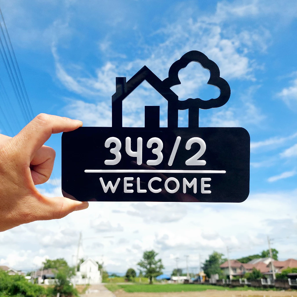 🏡ป้ายเลขที่บ้าน อะคริลิคดีไซน์น่ารักน่ารัก+แข็งแรงทนแดดทนฝน+เทปกาว2หน้าติดแน่นนนพร้อมติดตั้ง