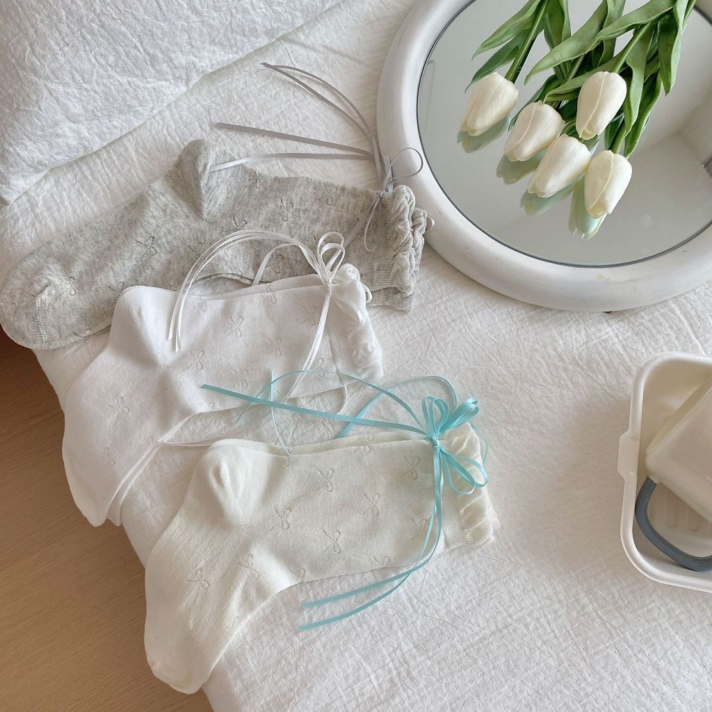 ถุงเท้าผู้หญิงญี่ปุ่น JK ถุงเท้าผูกโบว์ หวานและน่ารัก สไตล์บัลเล่ต์ บางและระบายอากาศได้ดี - รูปที่ 5