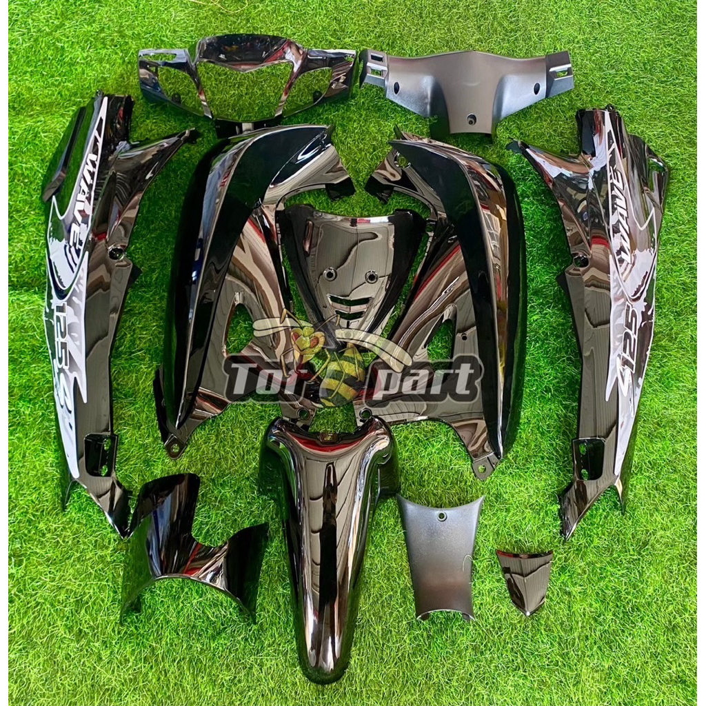 ชุดสี Wave125 s,r หน้าแหลม หัวเถิก (สีดำล้วน)สติกเกอร์ลายแต่งสีเงิน ชิ้นงานเกรดArm/Abs มาใหม่!!! ราคา ถูกที่สุด ดีลบีเคเค