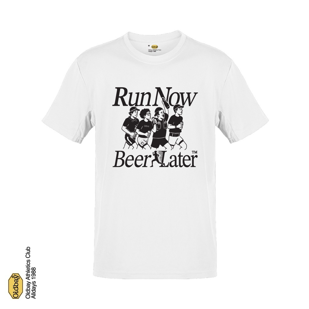 OLDBAY SPORT RUNNING SHIRT เสื้อวิ่งลาย "Runnow Beer Later Team "