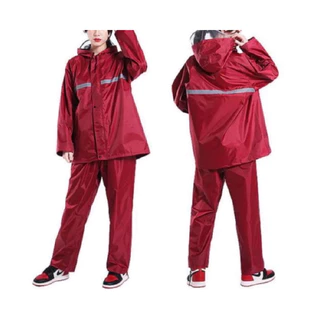 Waterproof Rain Suit ชุดกันฝน เสื้อกันฝนแบบมีแถบสะท้อนแสง รุ่นหมวกติดเสื้อ มีให้เลือก 3 สี
