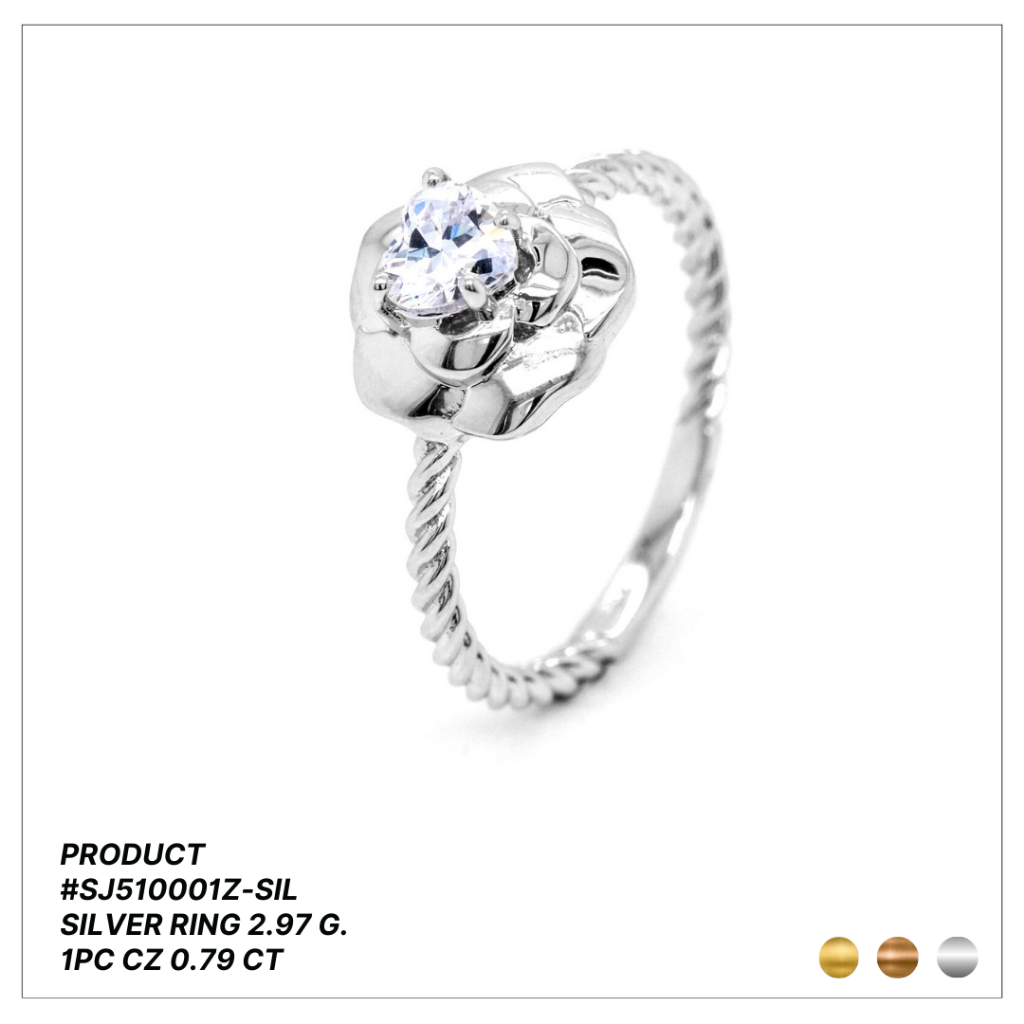 แหวนเงินแท้ 925 ประดับเพชร CZ รุ่น SJ510001Z-SIL