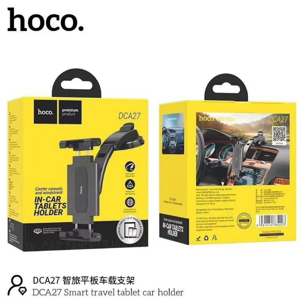 HOCO DCA27 ที่วางแท็บเล็ตในรถ ใช้ได้กับเเท็บเล็ตทุกรุ่น  รองรับหน้าจอ 12.9 นิ้ว สำหรับติดกระจก / คอน