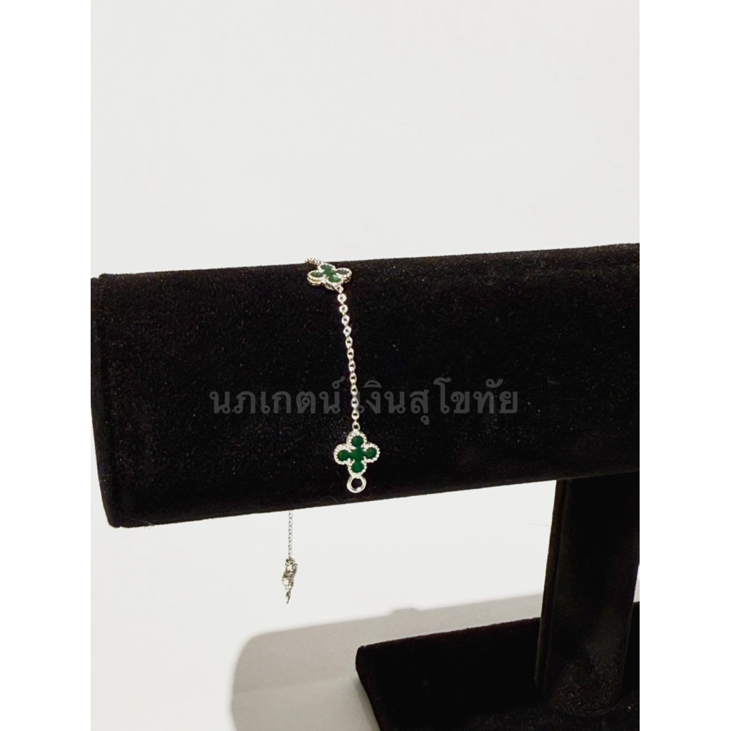 สร้อยข้อมือเงินแท้ 99.99% สร้อยข้อมือใบโคลเวอร์ - รูปที่ 3