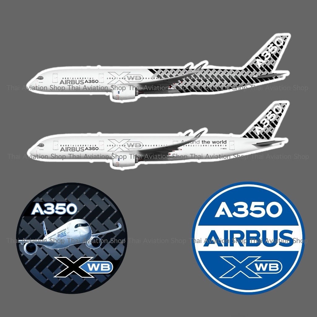 Sticker A350XWB [ 3M PVC กันน้ำ ]สติกเกอร์แอร์บัส A350XWB สำหรับติดกระเป๋า โน๊ตบู๊ค ของสะสม