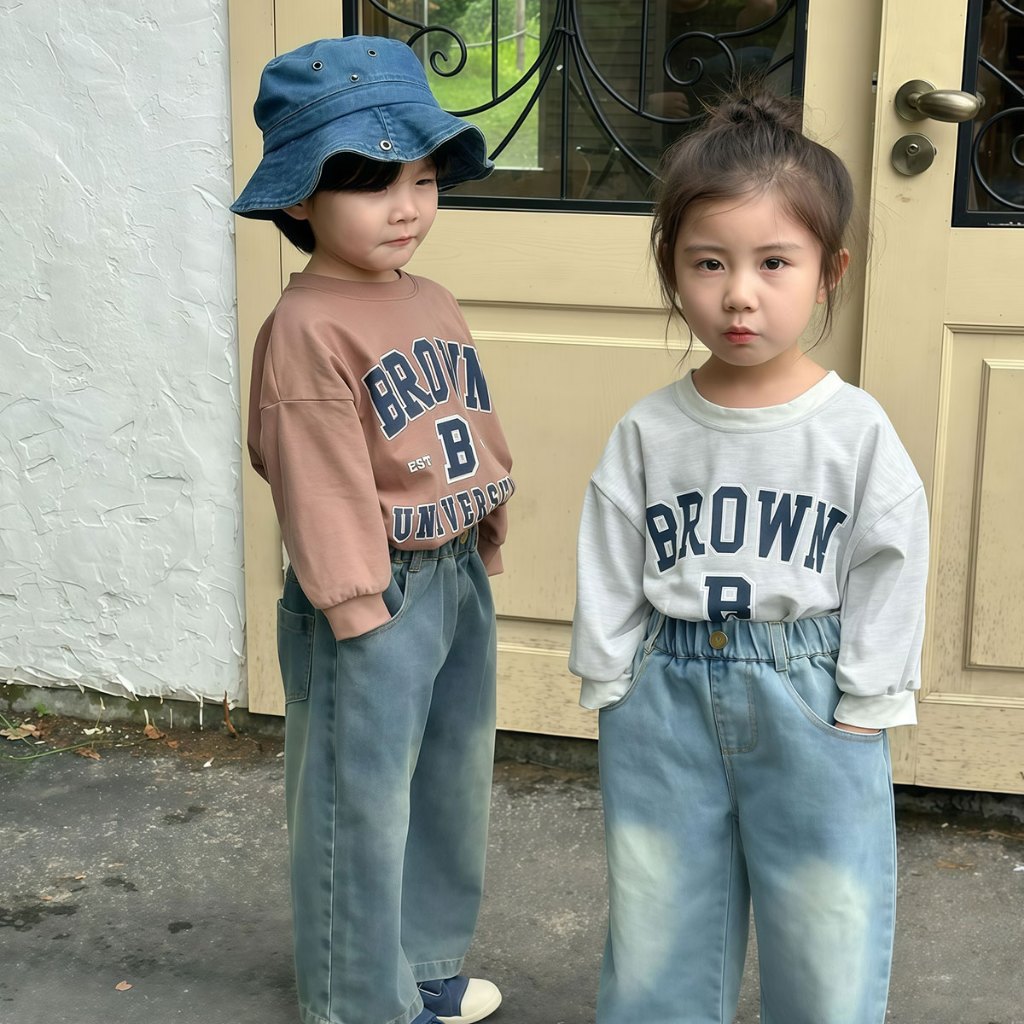 Beryl kids เสื้อแขนยาวเด็ก เสื้อเชิ้ตคอกลมเด็กผู้หญิงแฟชั่น สไตล์เกาหลี บางและสบาย พิมพ์ลายโมโนแกรม อินเทรนด์เท่สุด ราคา ถูกที่สุด ดีลบีเคเค แกลเลอรีภาพที่ 3