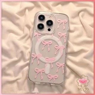 แม่เหล็ก เคสใสกันกระแทก เคสสําหรับไอโฟน 11 ริบบิ้น เคสชาร์ได้ สำหรับ IPhone 16 11 Pro MAX 13 15 7Plus 14 12 xsmax