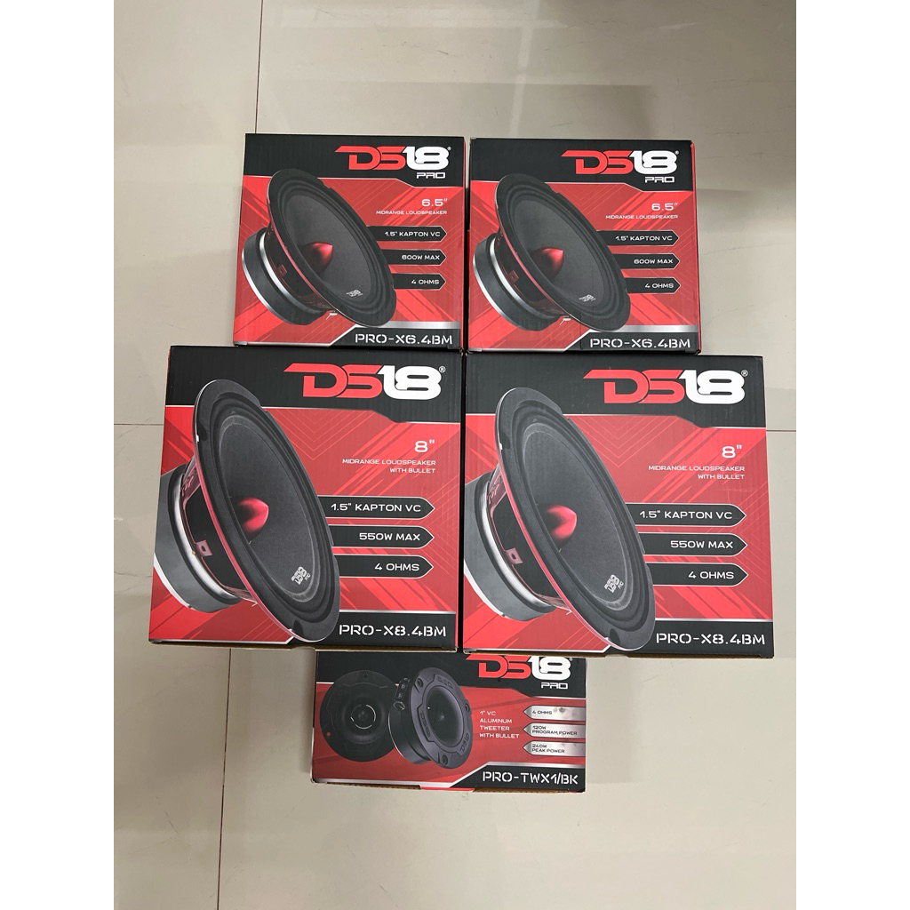 ชุดละ 14111บาท แหลมจาน 2ดอก 6.5“กลาง PRO-X6.4BM DS-18 2ดอก 8”PRO-X8.4BM DS-18 2ดอก ลำโพงติดรถยนต์