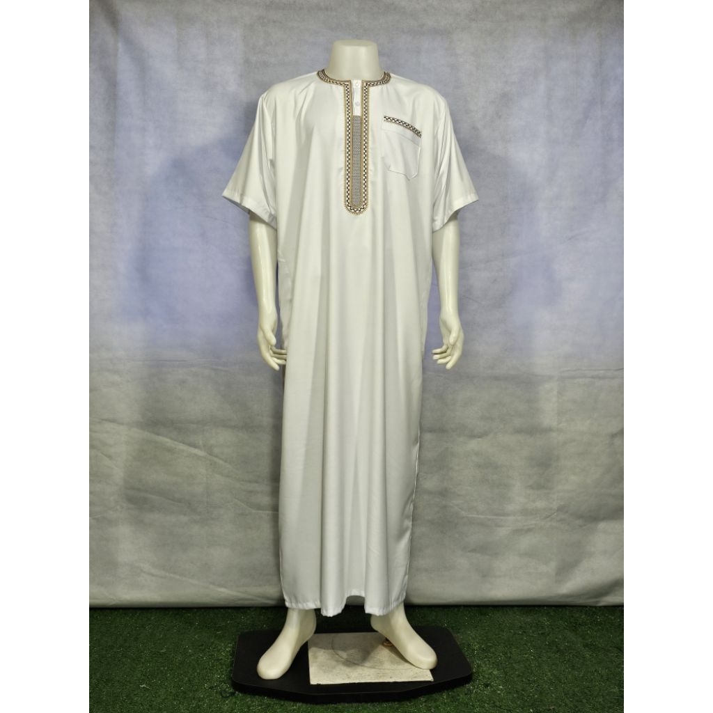 ชุดมุสลิมชายชุดโต๊ปแขนสั้นเนื้อผ้าคอตตอนนิ่ม