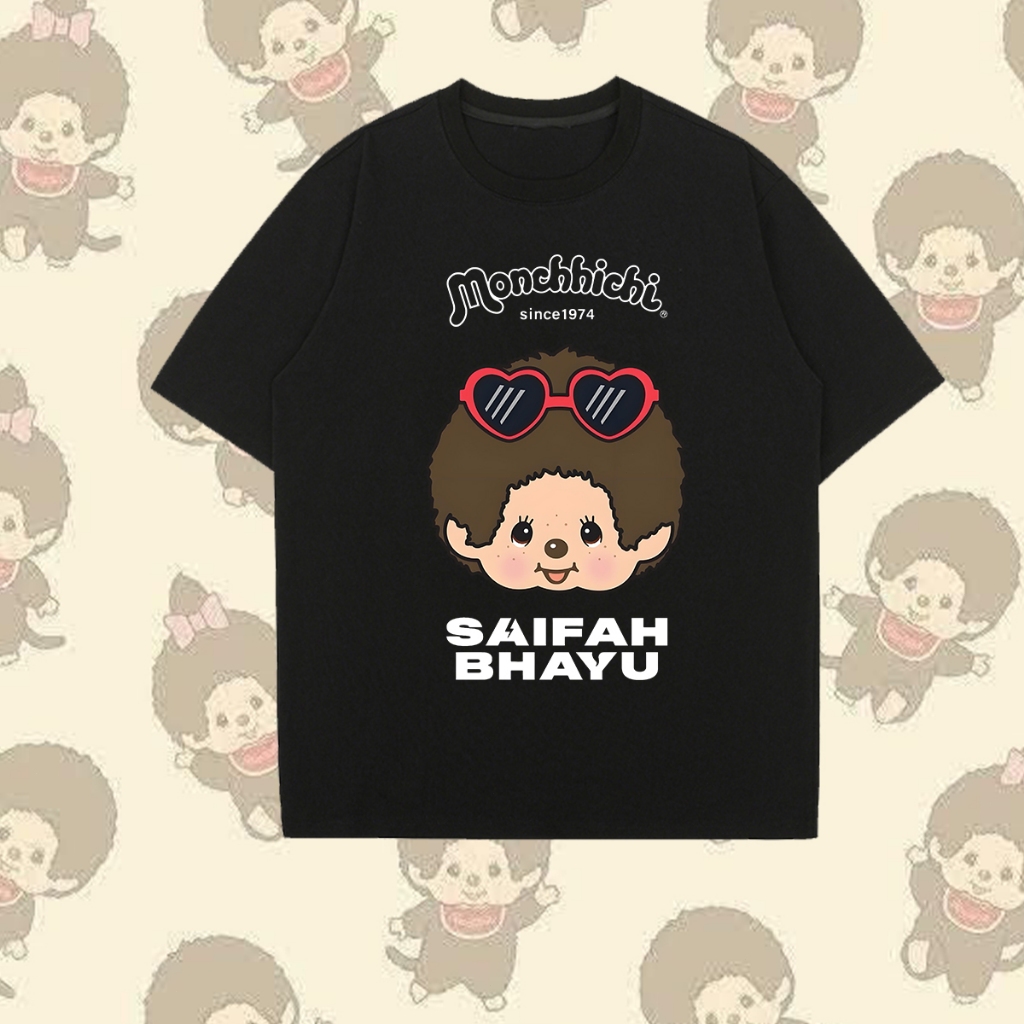 “Monchhichi” cute T-shirt cotton, Monchhichi T-shirt  เสื้อยืดลายการ์ตูนน่ารัก ระบายอากาศได้ สันทนาการS-5XL