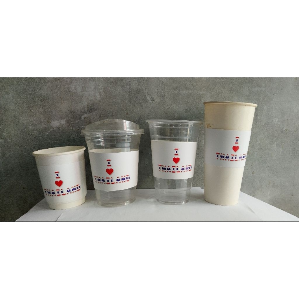 ปลอกสวมแก้วกาแฟลาย i love Thailand พื้นขาว ขั้นต่ำ200ชิ้น ชิ้นละ 1 บาท งานกระดาษแข็งอย่างดี