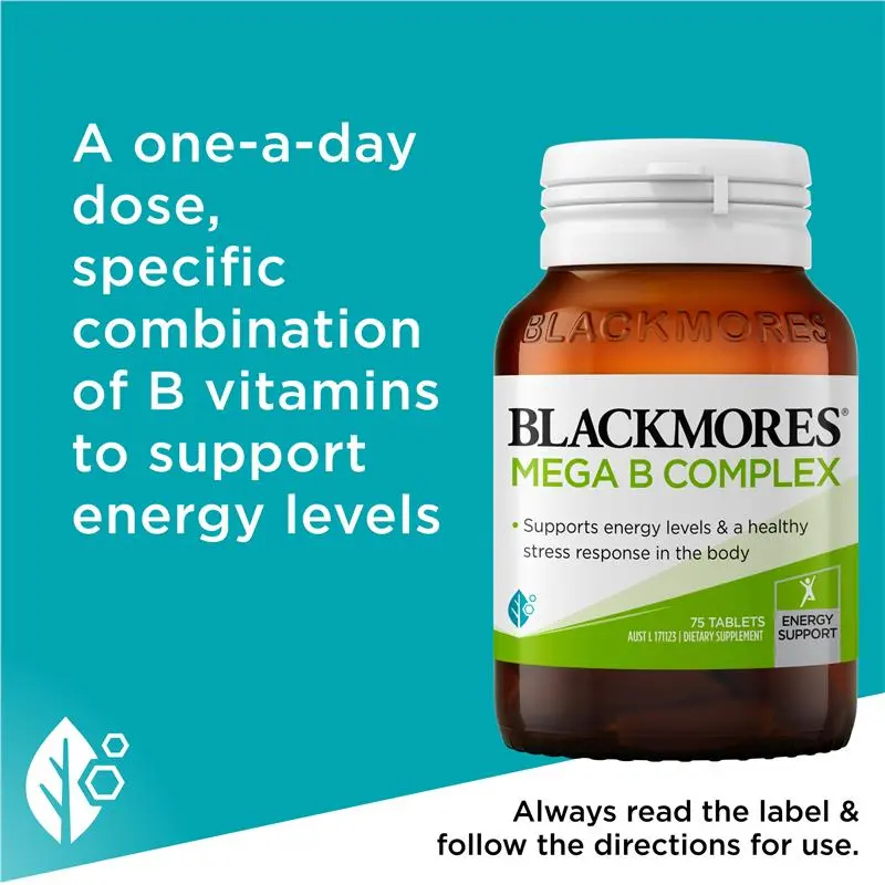 Blackmores MEGA B COMPLEX วิตามินบีรวม เพื่อสุขภาพ บรรจุ 75 เม็ด สมอง,ประสาท,พลังงาน เอเนอร์จี้ ราคา ถูกที่สุด ดีลบีเคเค แกลเลอรีภาพที่ 6