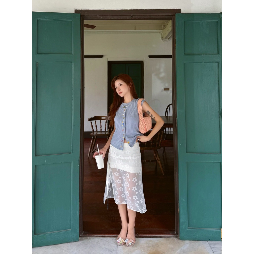 MIKA CHIFFON SKIRT กระโปรงซีทรูลายดอกไม้ - รูปที่ 6