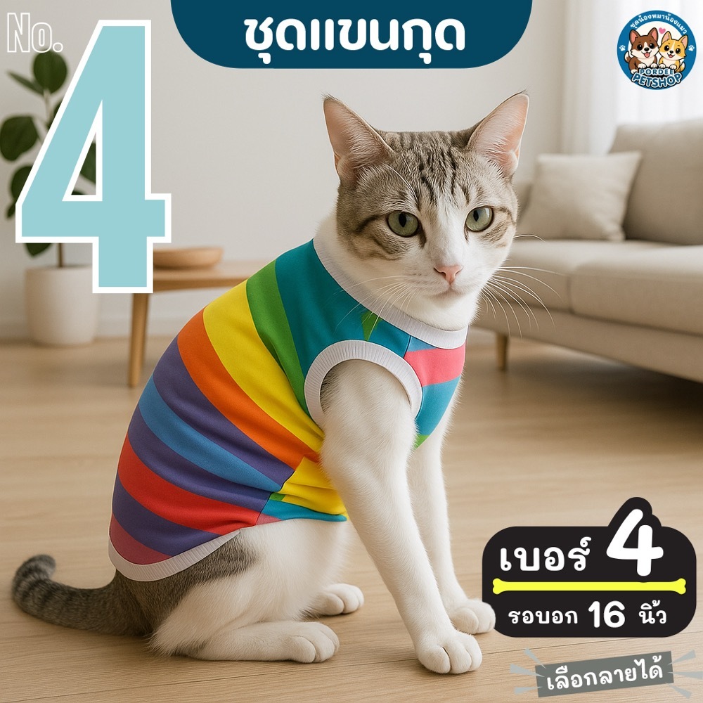 เบอร์ 4 เสื้อน้องหมา-น้องแมว รอบอก 16 นิ้ว