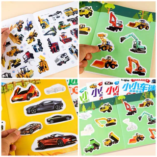 สมุดสติ๊กเกอร์รูปรถ เซต 6-12 เล่ม ลายไม่ซ้ำกัน มาพร้อมสติ๊กเกอร์รูปรถสีสันสดใส ลายคมชัด ฝึกสมาธิพัฒนากล้ามเนื้อมือ