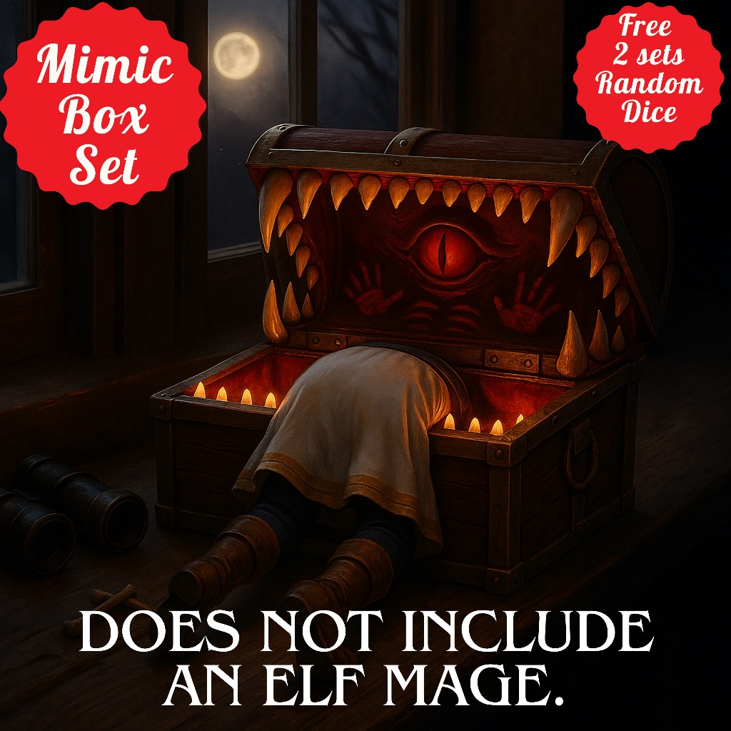 Mimic Treasure Chest Dice Box Free 2 Random Dice Sets | ลูกเต๋า DnD D&D MTG RPG TRPG เกมกระดาน บอร์ดเกม Game Magic เมจิก