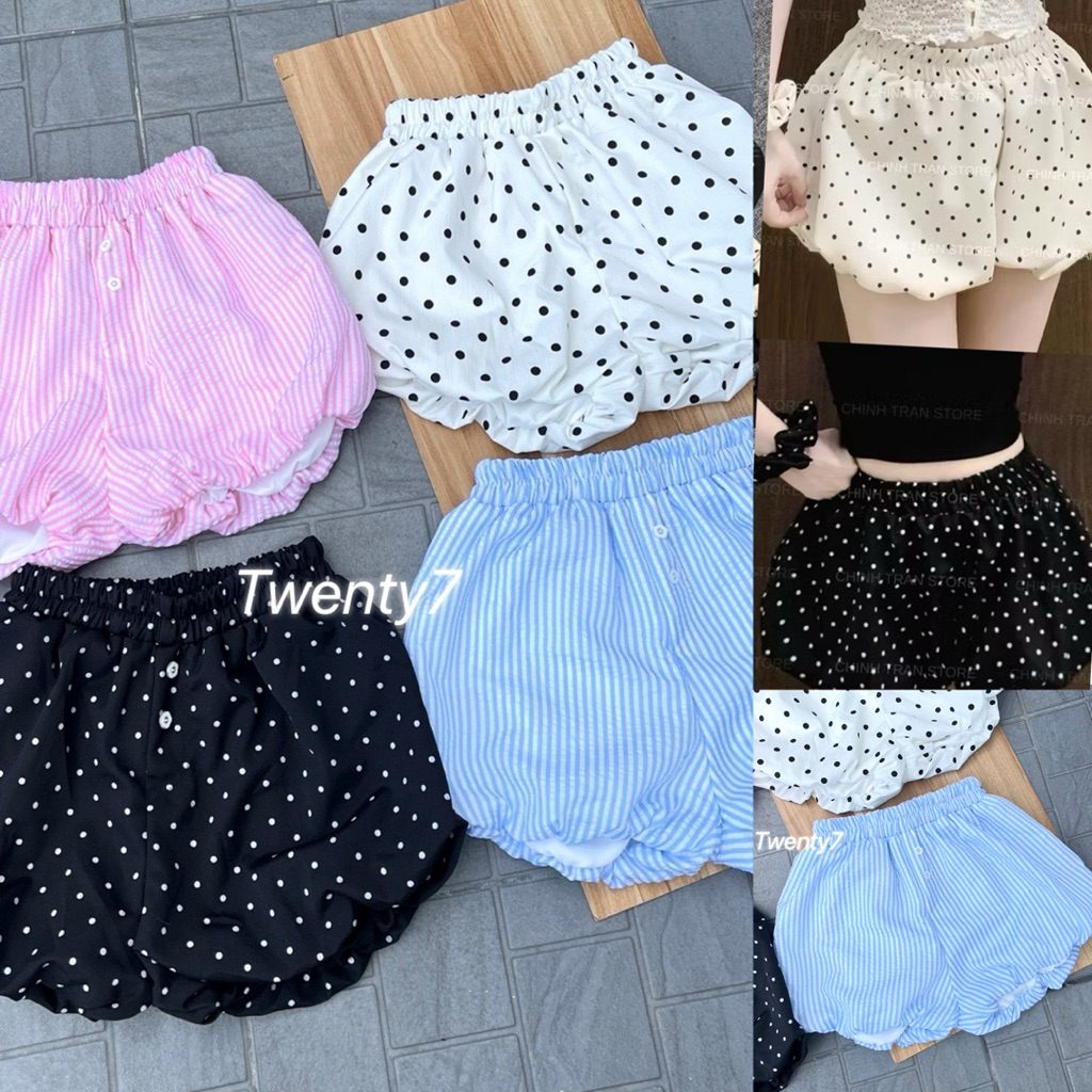 พร้อมส่ง  กางเกงกระโปรงฟักทอง กางเกงกระโปรงบอลลูนลายจุดลายจุด กางเกงลายจุด〰️✨