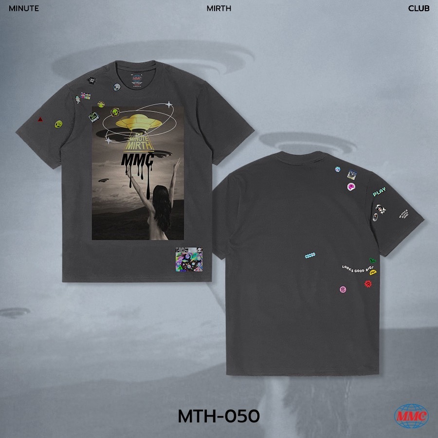 Power7 x Minute Mirth เสื้อยืดสตรีทแฟชั่น คอลเลคชั่นใหม่จากแบรนด์ Minute Mirth (MTH-050-สีเทา)