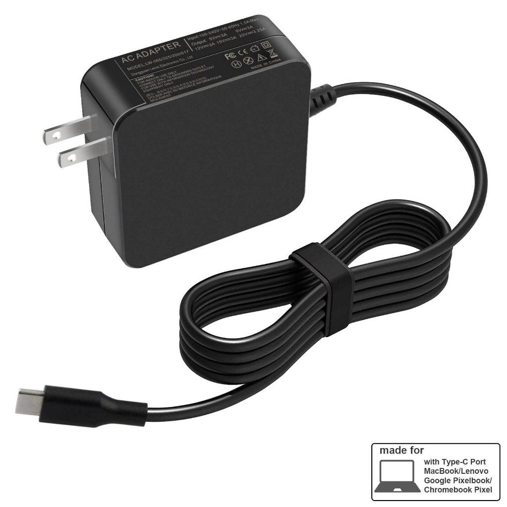 อะแดปเตอร์โน๊ตบุ๊ค 65W อแดปเตอร์ USB-C Type C Delivery PD Charger 20V 3.25A Laptop Power Adapter