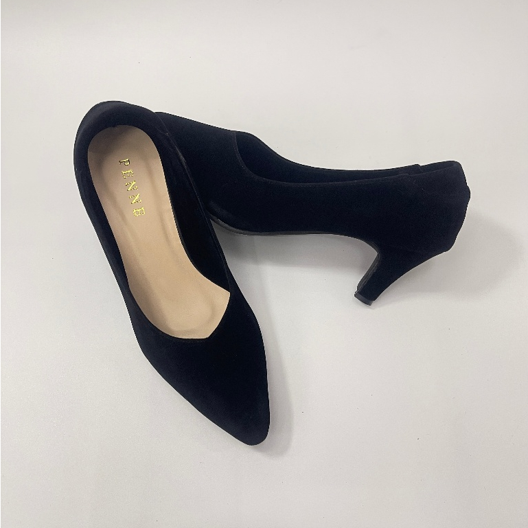 (No.7016) รองเท้าคัทชูแฟชั่น หัวแหลม  ผ้ากำมะหยี่ สูง 2.5 นิ้ว เบอร์ 36-40