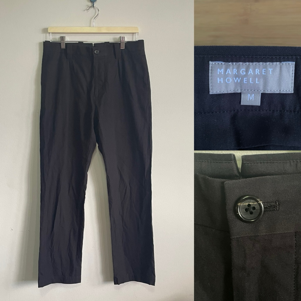 Mhl กางเกงผ้า margaret howell made in japan สีดำ เอว 33