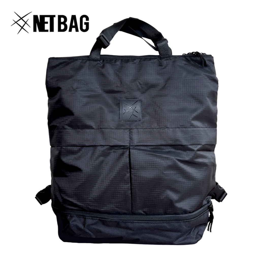 NET BAG กระเป๋าเทนนิส แบดมินตัน พิคเคิลบอล สีดำ สะพายได้ทั้ง สะพายหลัง Backpack และหิ้วแบบ Tote เบา