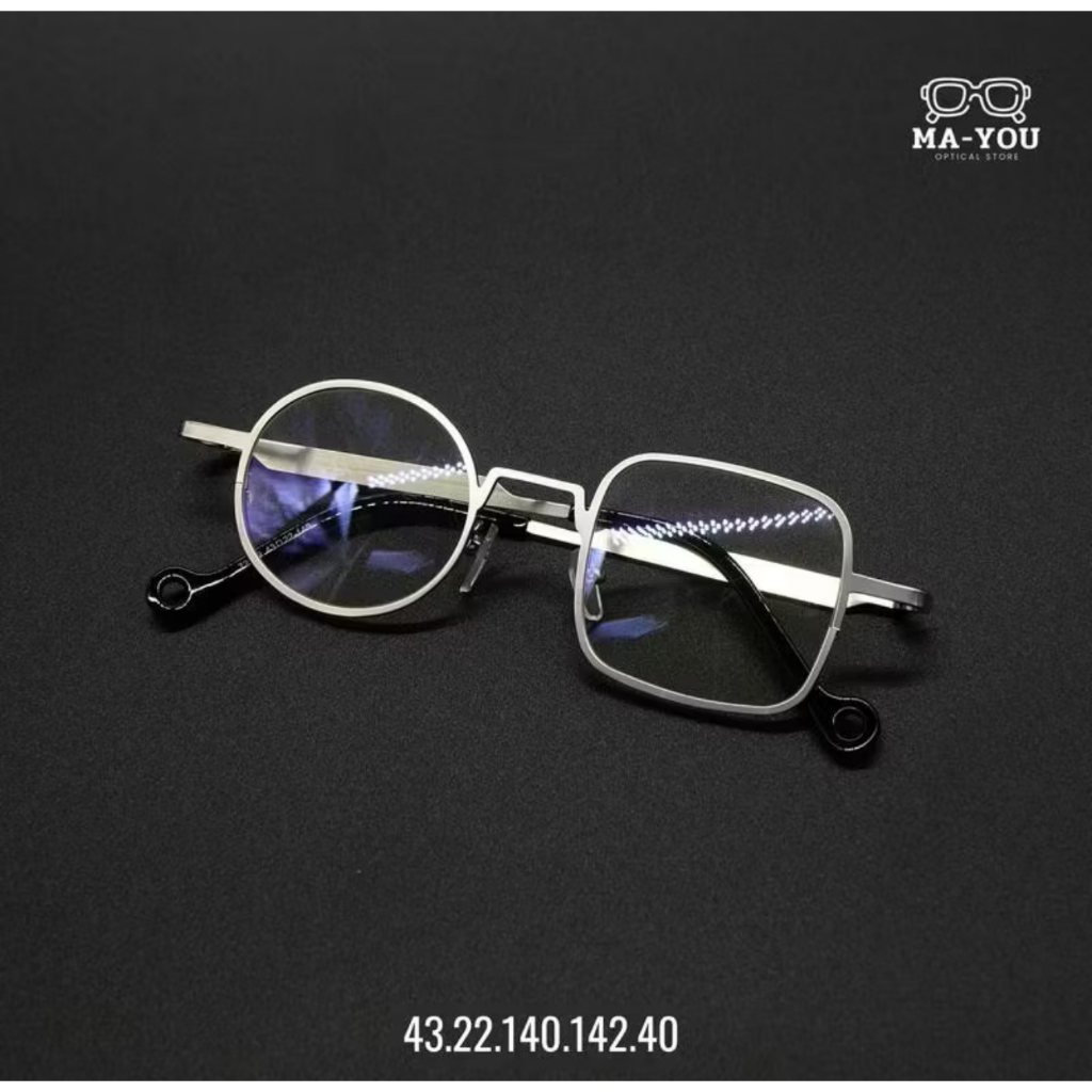 แว่นตาสายตาสั้น เลนส์บลูบล็อคออโต้ รุ่น ''วิโรจน์'' 72799 กรองแสงสีฟ้า เรขาคณิต กลม/เหลี่ยม ออกแดดเปลี่ยนสีเป็นเทาดำ